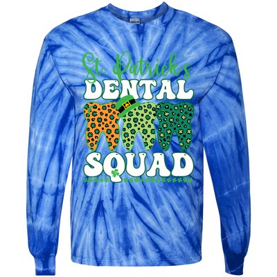 St Patrick's Dental Squad Leopard Tooth For Dentists Gift Tie-Dye Long Sleeve Shirt