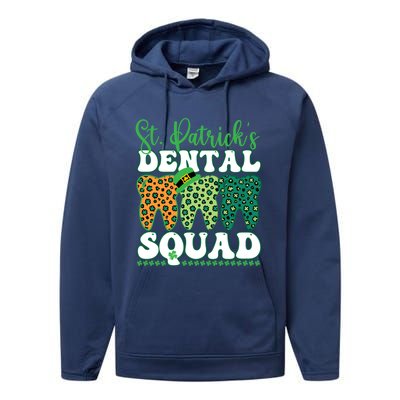 St Patrick's Dental Squad Leopard Tooth For Dentists Gift Performance Fleece Hoodie