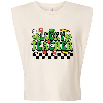 St Patricks Day Lucky Teacher Saint Paddys Groovy Wo Garment-Dyed Women's Muscle Tee