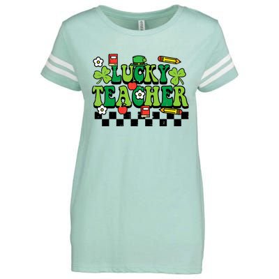 St Patricks Day Lucky Teacher Saint Paddys Groovy Wo Enza Ladies Jersey Football T-Shirt