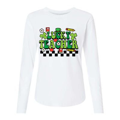 St Patricks Day Lucky Teacher Saint Paddys Groovy Wo Womens Cotton Relaxed Long Sleeve T-Shirt