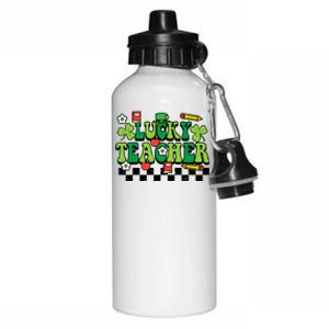 St Patricks Day Lucky Teacher Saint Paddys Groovy Wo Aluminum Water Bottle