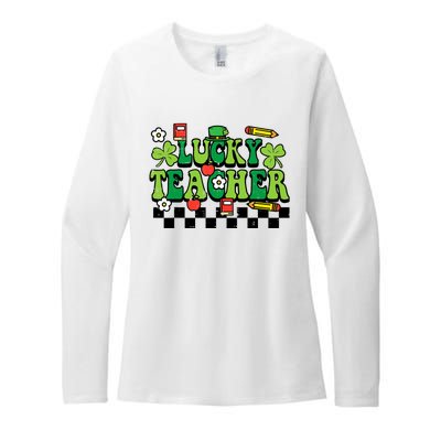 St Patricks Day Lucky Teacher Saint Paddys Groovy Wo Womens CVC Long Sleeve Shirt