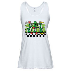 St Patricks Day Lucky Teacher Saint Paddys Groovy Wo Ladies Essential Flowy Tank