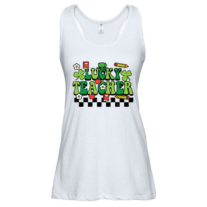 St Patricks Day Lucky Teacher Saint Paddys Groovy Wo Ladies Essential Flowy Tank