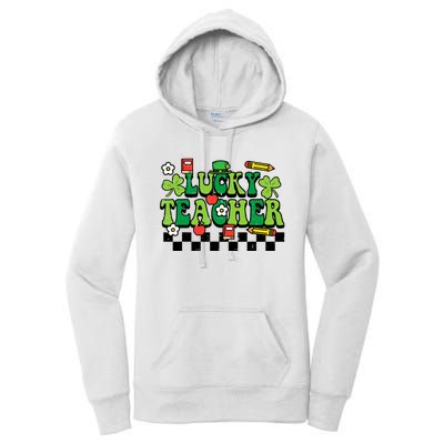 St Patricks Day Lucky Teacher Saint Paddys Groovy Wo Women's Pullover Hoodie