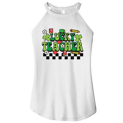 St Patricks Day Lucky Teacher Saint Paddys Groovy Wo Women's Perfect Tri Rocker Tank