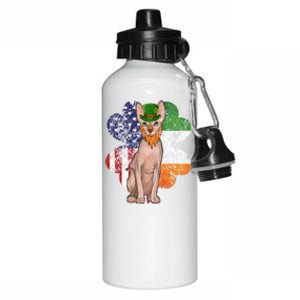 St Patricks Day Irish American Flag Sphynx Cat Gift Aluminum Water Bottle