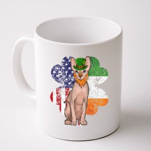 St Patricks Day Irish American Flag Sphynx Cat Gift Coffee Mug