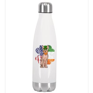 St Patricks Day Irish American Flag Sphynx Cat Gift Stainless Steel Insulated Water Bottle