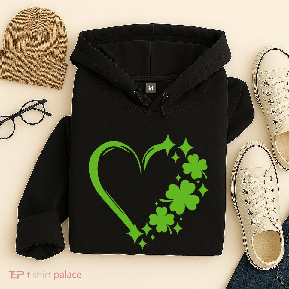 St Patricks Day Cute Heart Love Shamrock St Patricks Day Hoodie
