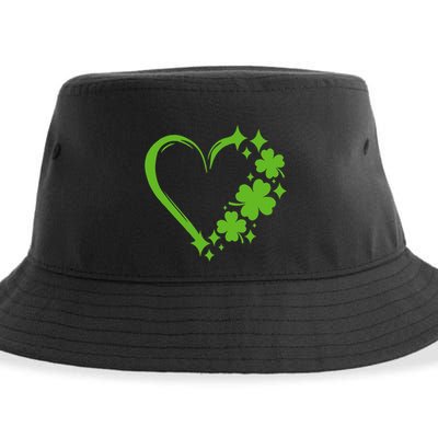 St Patricks Day Cute Heart Love Shamrock St Patricks Day Sustainable Bucket Hat