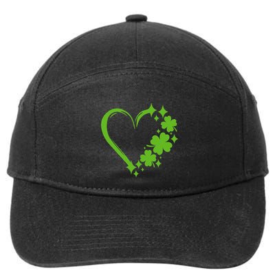 St Patricks Day Cute Heart Love Shamrock St Patricks Day 7-Panel Snapback Hat