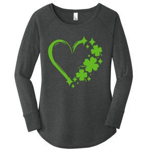 St Patricks Day Cute Heart Love Shamrock St Patricks Day Women's Perfect Tri Tunic Long Sleeve Shirt