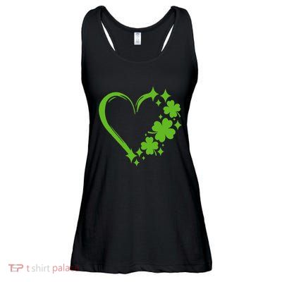 St Patricks Day Cute Heart Love Shamrock St Patricks Day Ladies Essential Flowy Tank