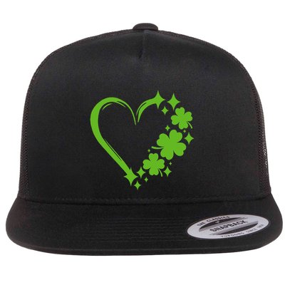 St Patricks Day Cute Heart Love Shamrock St Patricks Day Flatbill Hat