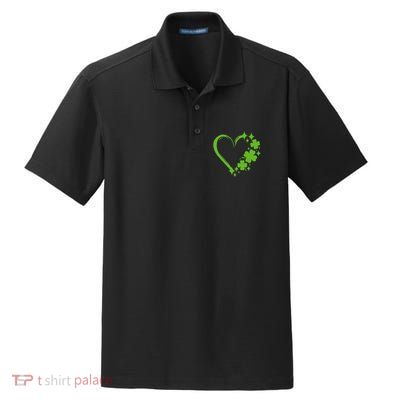 St Patricks Day Cute Heart Love Shamrock St Patricks Day Dry Zone Grid Polo