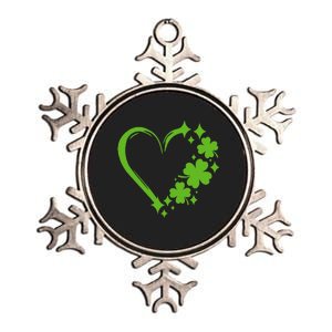 St Patricks Day Cute Heart Love Shamrock St Patricks Day Metallic Star Ornament