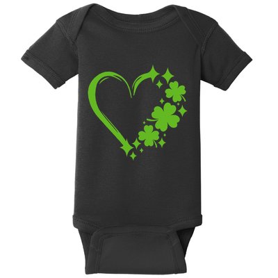 St Patricks Day Cute Heart Love Shamrock St Patricks Day Baby Bodysuit