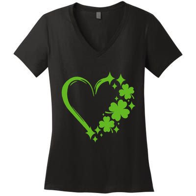 St Patricks Day Cute Heart Love Shamrock St Patricks Day Women's V-Neck T-Shirt