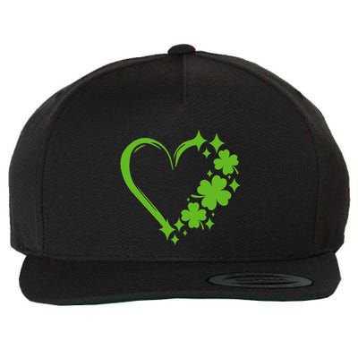 St Patricks Day Cute Heart Love Shamrock St Patricks Day Wool Snapback Cap