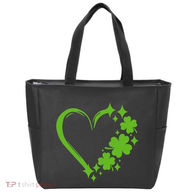 St Patricks Day Cute Heart Love Shamrock St Patricks Day Zip Tote Bag