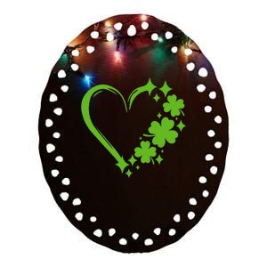 St Patricks Day Cute Heart Love Shamrock St Patricks Day Ceramic Oval Ornament