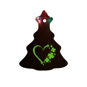 St Patricks Day Cute Heart Love Shamrock St Patricks Day Ceramic Tree Ornament