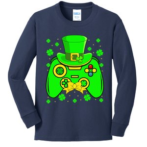 St Patricks Day Video Game Gaming Gamer Gift Kids Long Sleeve Shirt