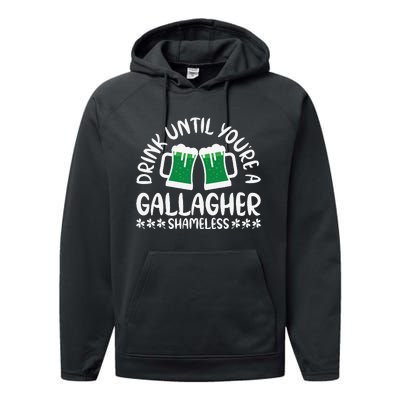 Saint Patrick's Day Funny Sarcastic Quote Gallagher Green Performance Fleece Hoodie