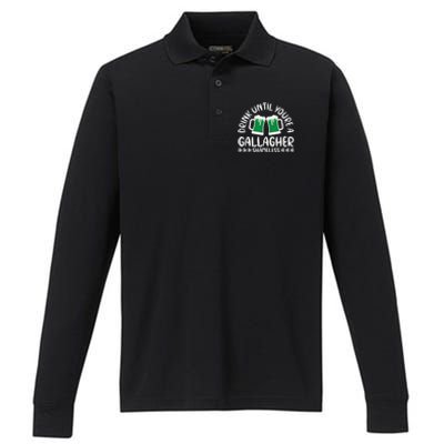 Saint Patrick's Day Funny Sarcastic Quote Gallagher Green Performance Long Sleeve Polo