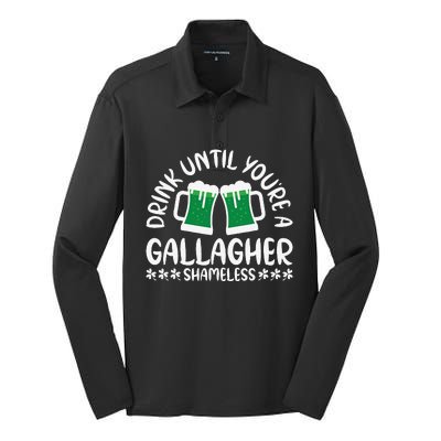 Saint Patrick's Day Funny Sarcastic Quote Gallagher Green Silk Touch Performance Long Sleeve Polo