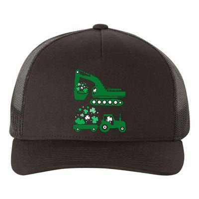 St Pattys Day Truck Vehicles Front Loader And Excavator Yupoong Adult 5-Panel Trucker Hat