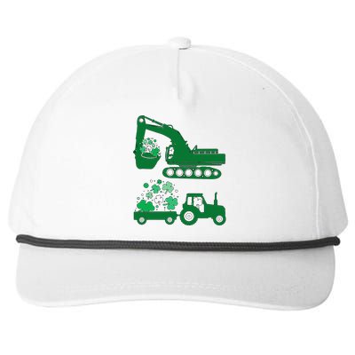 St Pattys Day Truck Vehicles Front Loader And Excavator Snapback Five-Panel Rope Hat