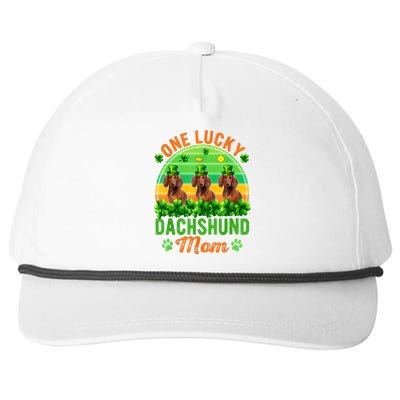 St. Patricks Day Three Cute Dogs One Lucky Dachshund Mom Gift Snapback Five-Panel Rope Hat