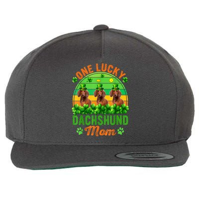 St. Patricks Day Three Cute Dogs One Lucky Dachshund Mom Gift Wool Snapback Cap