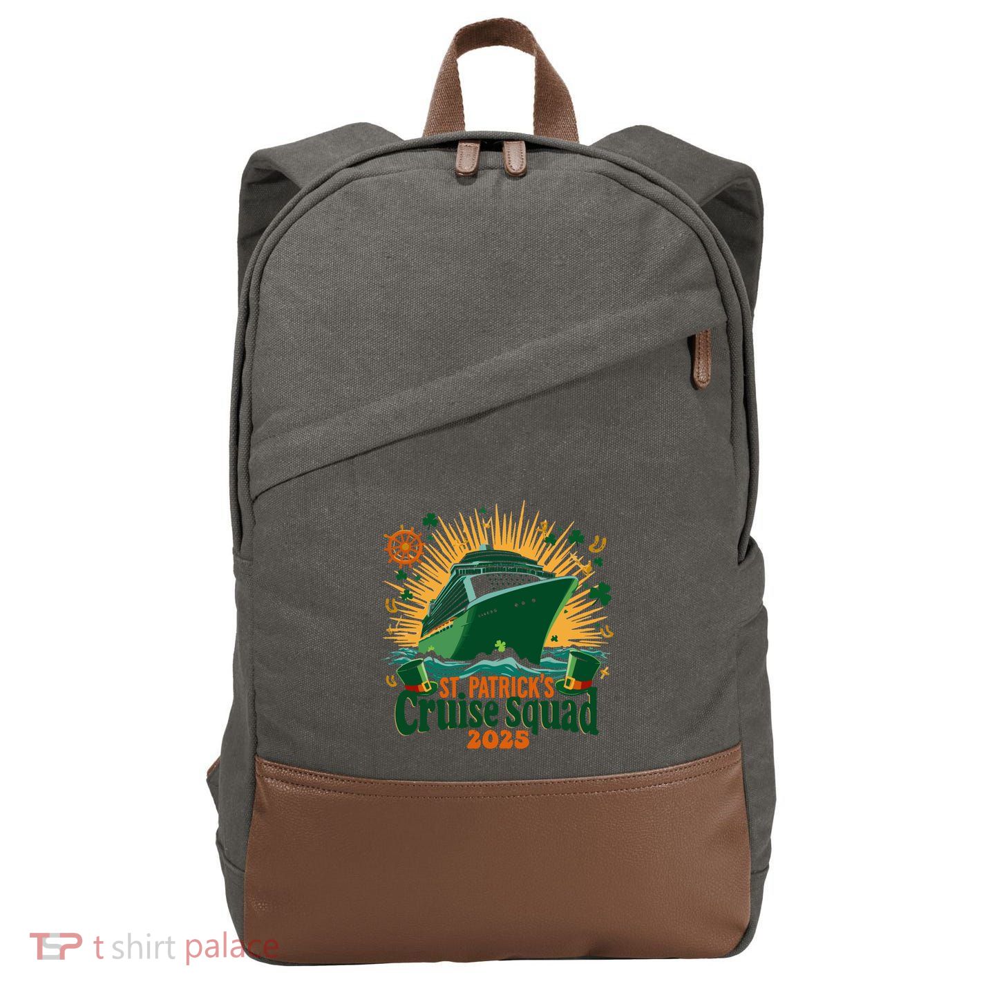 St PatrickS Day Cruise Squad 2025 Family Matching Cute Gift Cotton Canvas Backpack