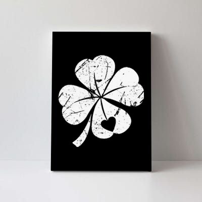 St Patricks Day Lucky Four Leaf Irish Shamrock with Heart Canvas