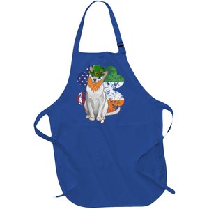 St Patricks Day Irish American Flag Tonkinese Cat Gift Full-Length Apron With Pockets