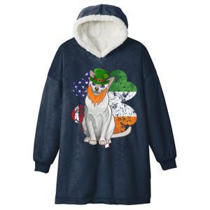 St Patricks Day Irish American Flag Tonkinese Cat Gift Hooded Wearable Blanket