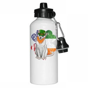 St Patricks Day Irish American Flag Tonkinese Cat Gift Aluminum Water Bottle