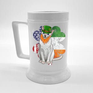 St Patricks Day Irish American Flag Tonkinese Cat Gift Beer Stein