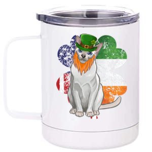 St Patricks Day Irish American Flag Tonkinese Cat Gift 12 oz Stainless Steel Tumbler Cup