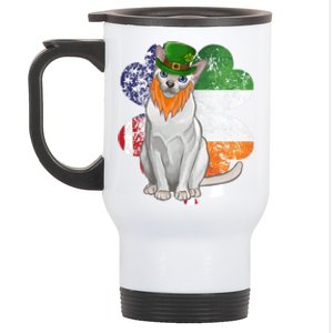 St Patricks Day Irish American Flag Tonkinese Cat Gift Stainless Steel Travel Mug