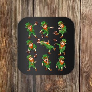 St Patricks Day Leprechaun Football Player Funny Boys Kid.s Coaster