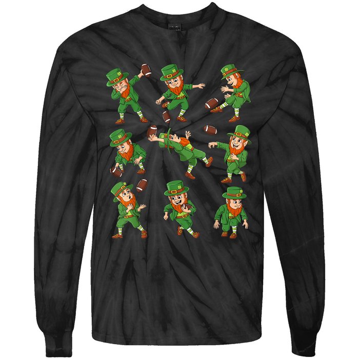 St Patricks Day Leprechaun Football Player Funny Boys Kid.s Tie-Dye Long Sleeve Shirt