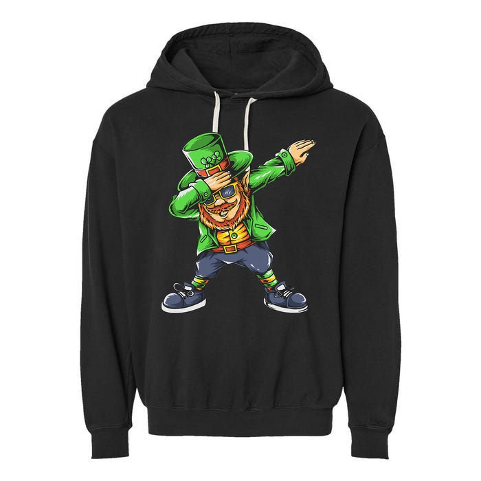 St Patricks Day Dabbing Leprechaun Dab Garment-Dyed Fleece Hoodie
