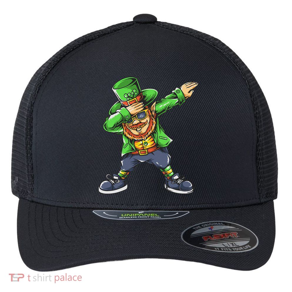 St Patricks Day Dabbing Leprechaun Dab Flexfit Unipanel Trucker Cap