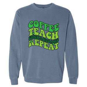 St Patricks Day Coffee Teach Saint Paddys Teacher Garment-Dyed Sweatshirt