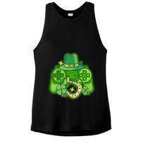 St Patricks Day Lucky Video Game Controller Ladies PosiCharge Tri-Blend Wicking Tank